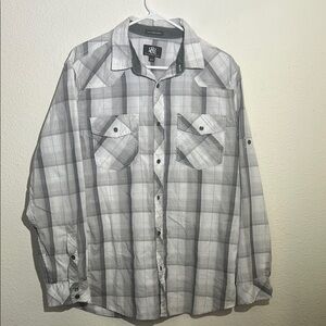 Rock & Republic Gray Plaid Casual Button Down Shirt